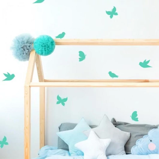 Madár és pillangó motívumú, matrica készlet - 23 db