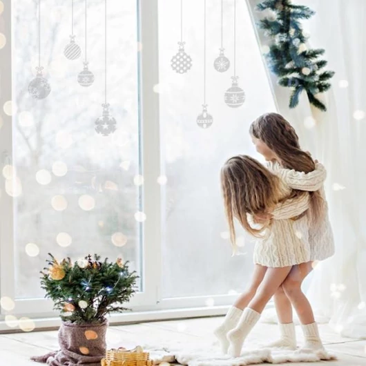 Karácsonyi matrica készlet, díszgömb formájában