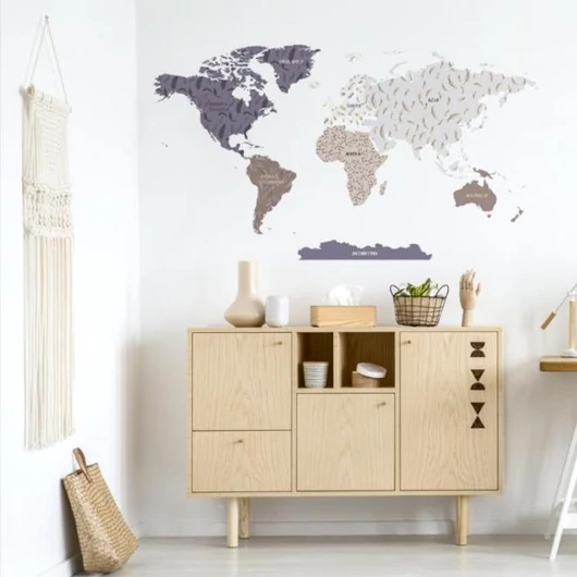 Boho stílusú falmatrica - világtérkép