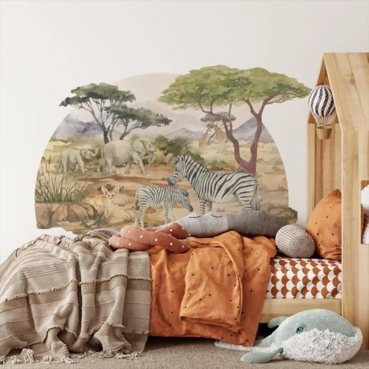 Szafari motívumú, dekoratív falmatrica