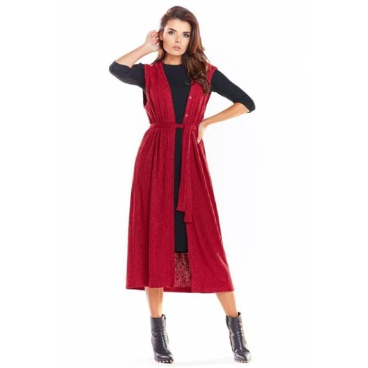 Bordó színű, hosszú mellény rögzítéssel hölgyeknek