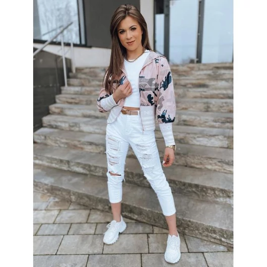 Rózsaszín női széldzseki mintával