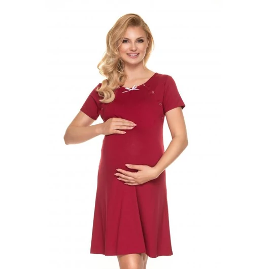 Kismama és szoptató hálóing bordó színben masnival