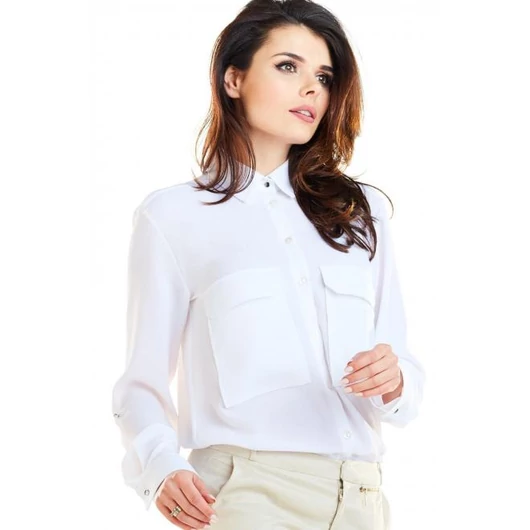 Klasszikus női ing, piros fehér zsebekkel