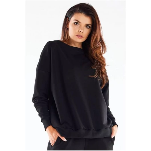 Női basic pulóver fekete színben