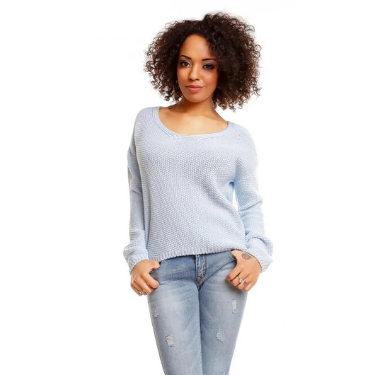 Női rövid, divatos szvetter világoskék színben