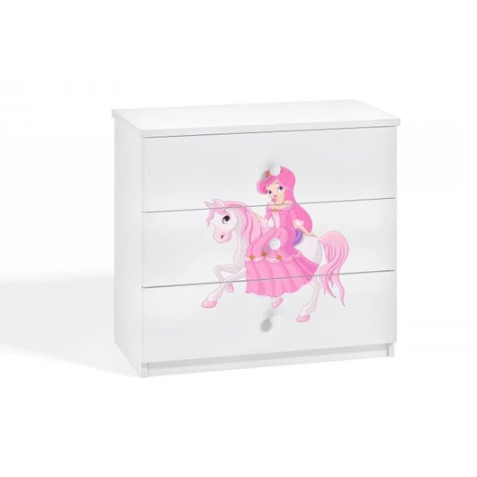 Gyermek komód, lovagló hercegnő motívummal
