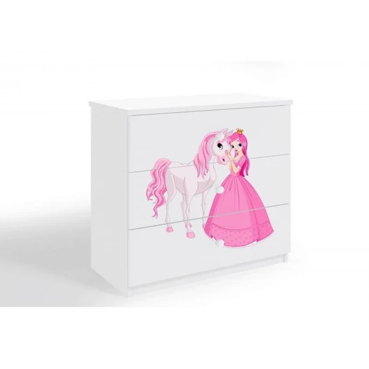 Komód gyerekeknek, hercegnővel és lóval