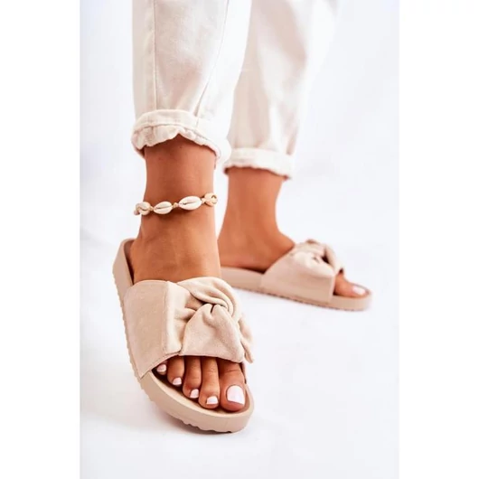 Bézs, női papucs, masnival