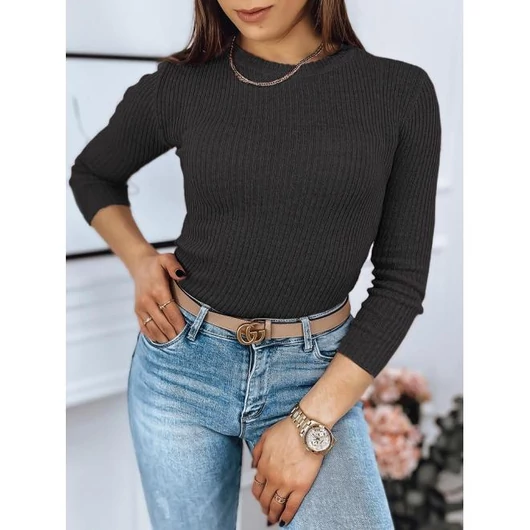 Sötétszürke bordás női szvetter