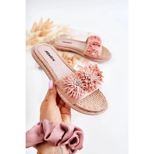 Rózsaszín papucs, hölgyeknek, díszítéssel