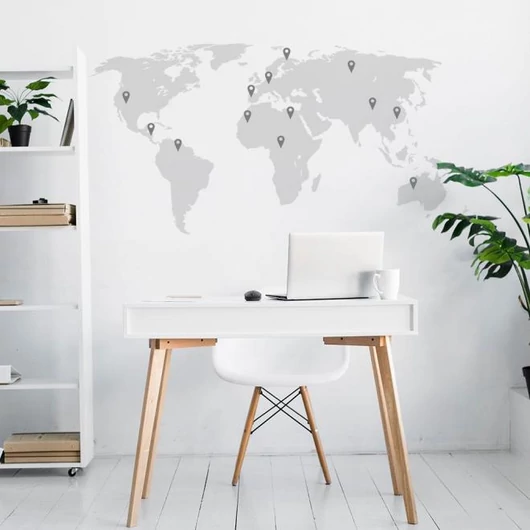 Világtérkép formájú, matrica, gyerekszobába