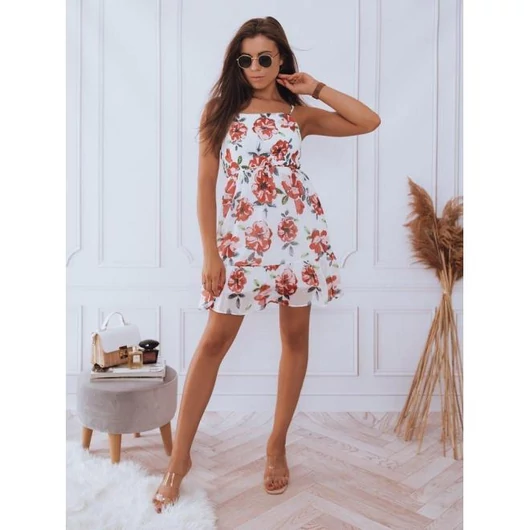 Fehér női pántos ruha virágokkal
