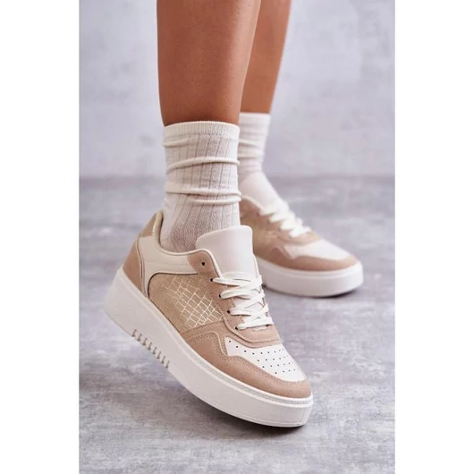 Bézs, női platform tornacipő