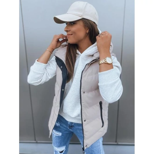 Női bézs színű steppelt mellény