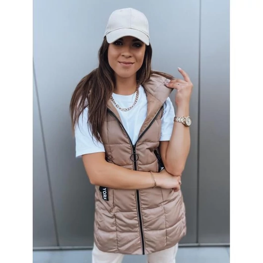 Női barna steppelt mellény