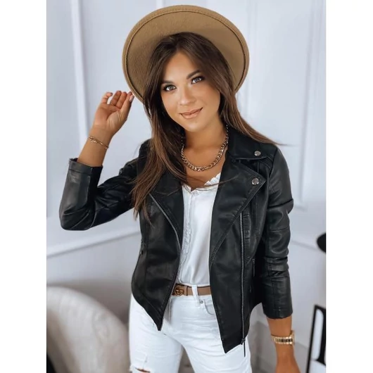 Női bőrkabát fekete színben