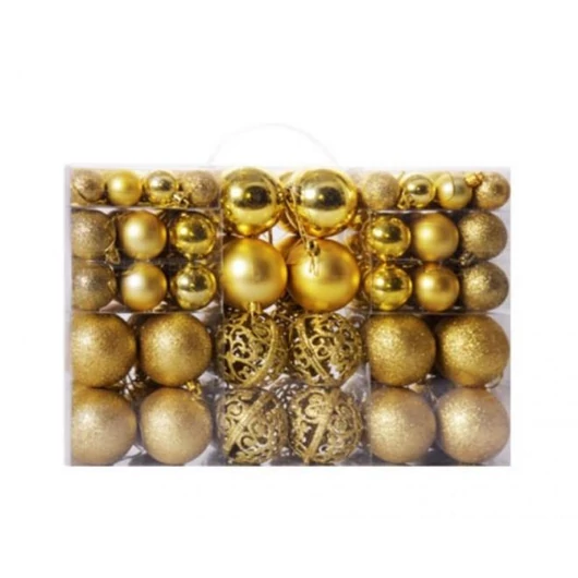 Arany, karácsonyi golyó készlet - 100 db