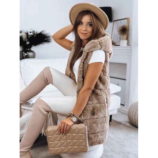 Barna színű női szőrme mellény