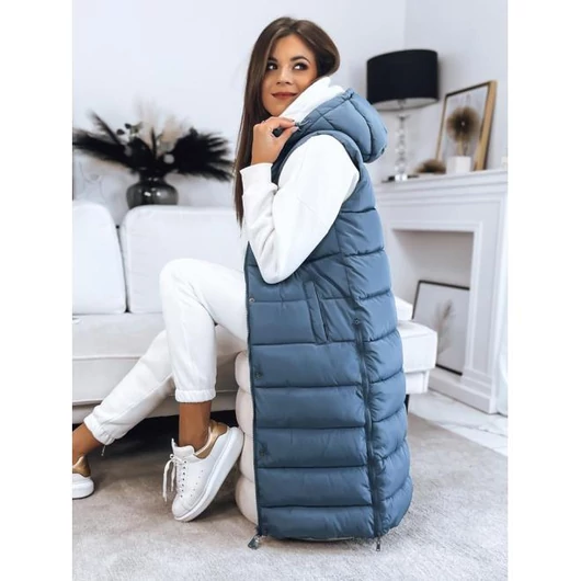 Világoskék hosszú steppelt mellény