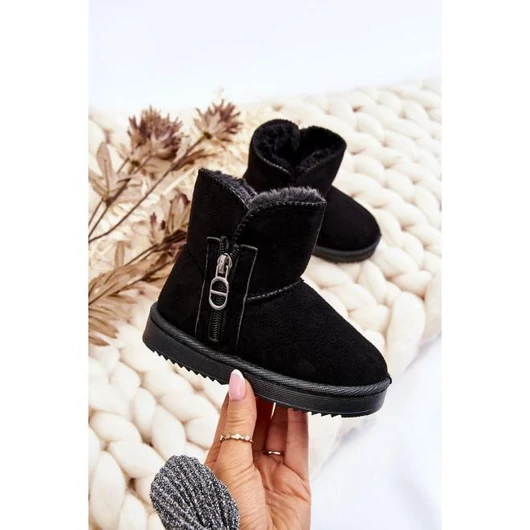 Bélelt, fekete hótaposó csizma, gyerekeknek