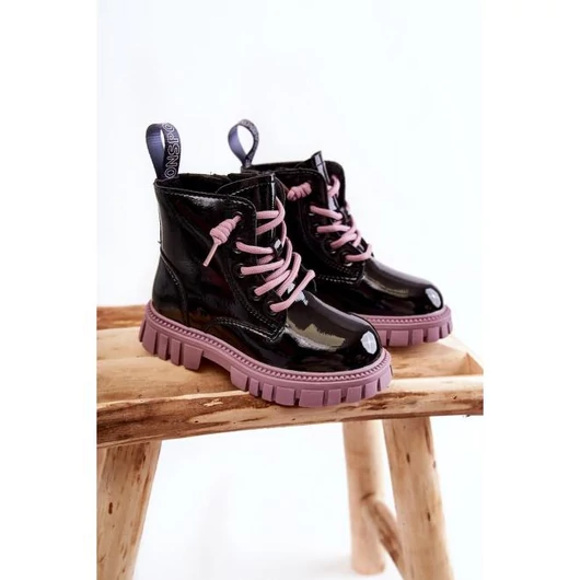 Fekete-lila színű, lány csizma