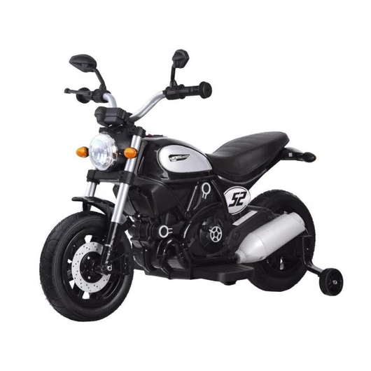 Fekete színű, elektromos motor, gyerekeknek
