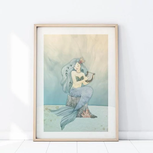 Dekoratív fali poszter, sellővel