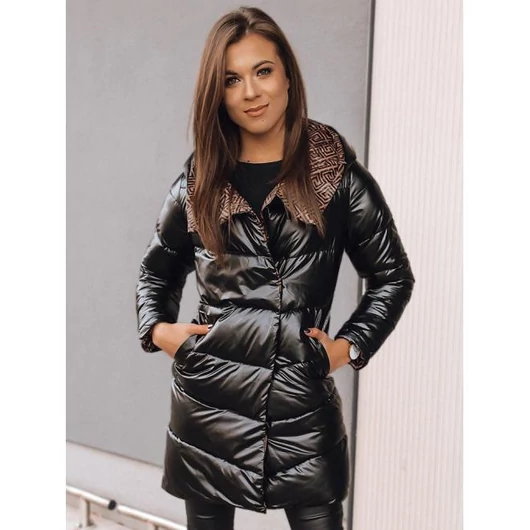 Kétoldalú, tavaszi kabát, fekete színben