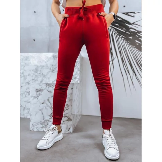 Női, sportos melegítőnadrág, piros színben