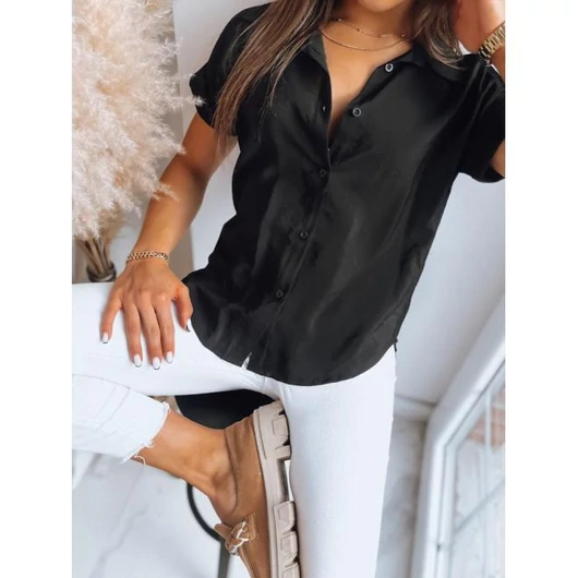 Elegáns, fekete női ing, rövid ujjal