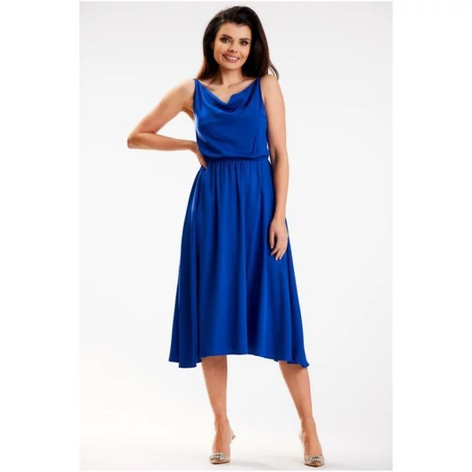 Kék midi ruha, pántokkal