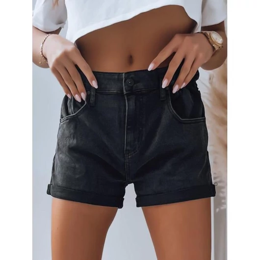 Női fekete rövidnadrág, magasabb derékkal