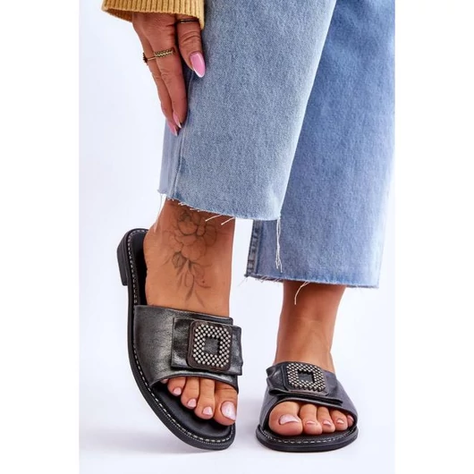 Fémes, női papucsok - díszítéssel