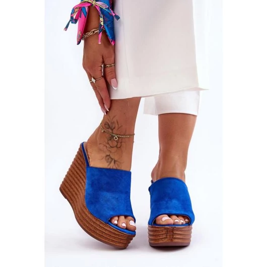 Kék, női papucs - platformmal