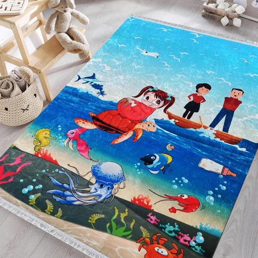 Gyerekszoba szőnyeg, színes mintával