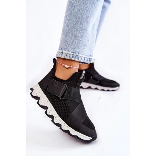 Női, fekete cipő, Big Star - tépőzárral