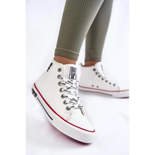 Fehér, magas, bélelt, Big Star tornacipő - hölgyeknek