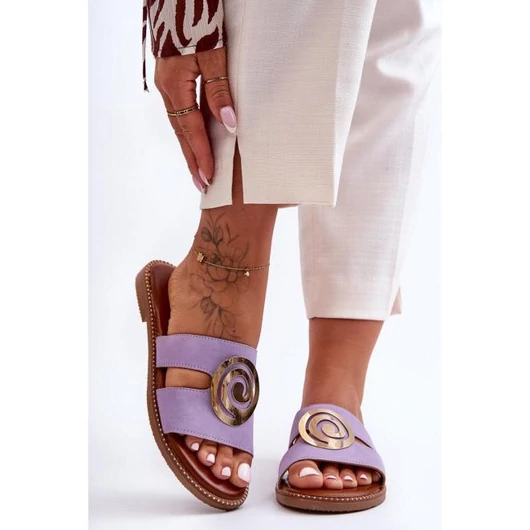 Lila színű, női papucs, tükör díszítéssel
