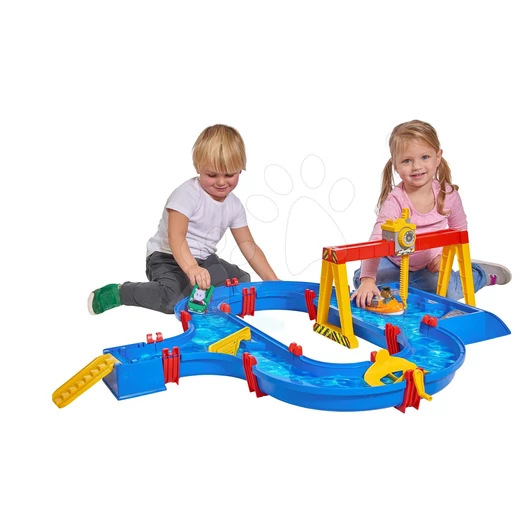 Vízi pálya Container Port AquaPlay mozgó konténeres daruval, 2 figurával és malommal