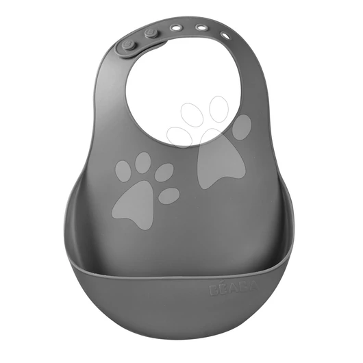 Előke Silicone Bib Beaba Mineral  puha szilikonból gombball szürke 4 hó-tól