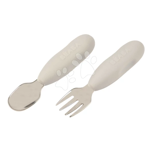 Gyermek evőeszközök Stainless Steel Pre-Cutlery Velvet Grey Beaba villa és kanál szürke 10 hó-tól BE913581