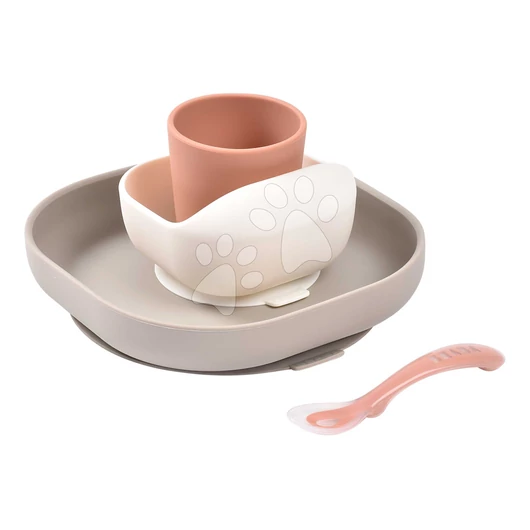 Étkészlet Silicone Meal Set Terracotta Gazelle Beaba szilikonból 4 részes barnás-narancssárga 4 hó-tól BE913602