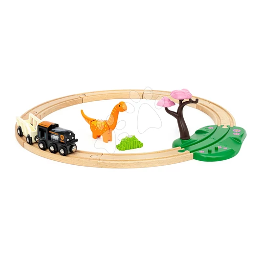 Fa vonatpálya Dinosaurus Circle Set BRIO mozdony vagonnal és 1 mágneses dínó figura 12 részes 3 évtől BRIO0981