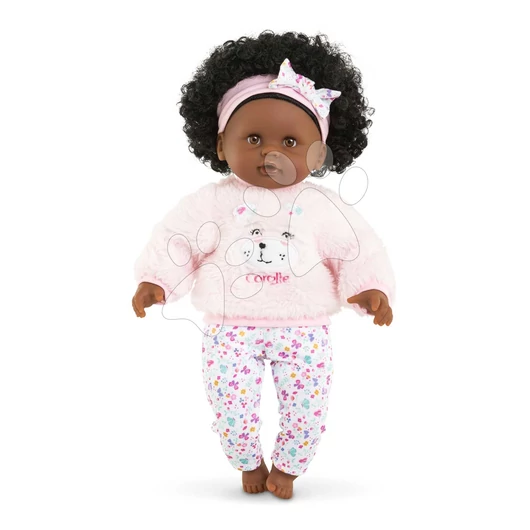 Játékbaba Bébé Calin Caroline Mon Premier Poupon Corolle barna pislogó szemekkel és 2 kiegészítővel 30 cm 18 hó-tól