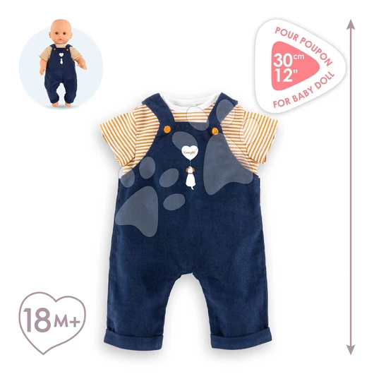Póló és overál játékbabára T-shirt & Navy Blue Overall Mon Premier Poupon Corolle 30 cm babának 18 hó-tól CO111190