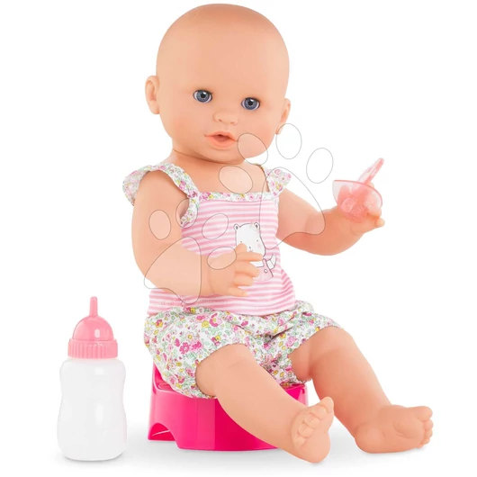 Játékbaba Emma iszik és pisil Mon Grand Poupon Corolle kék pislogó szemekkel és 3 kiegészítővel 36 cm 24 hó-tól