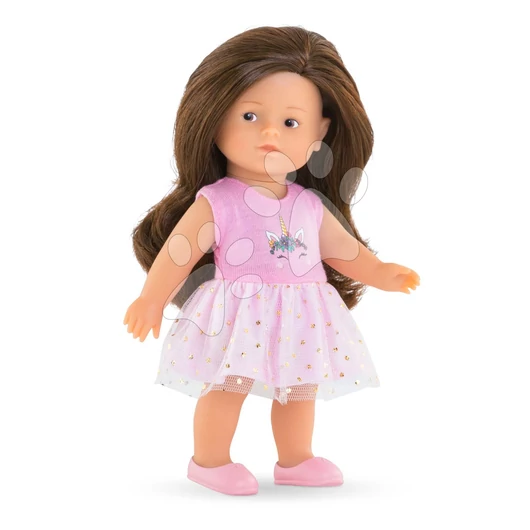 Játékbaba Romy Unicorn Set Mini Corolline Corolle barna szemek és barna haj 20 cm 3 kiegészítővel