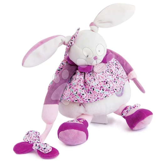 Plyšový zajačik Activity Doll Lapin Cerise Doudou et Compagnie so zrkadielkom a hrkálkou ružový 30 cm v darčekovom balení od 0 mes DC2705
