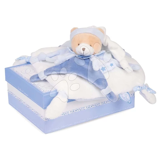 Plüss mackó dédelgetésre Petit Chou Doudou et Compagnie kék 27 cm ajándékcsomagolásban 0 hó-tól DC2716